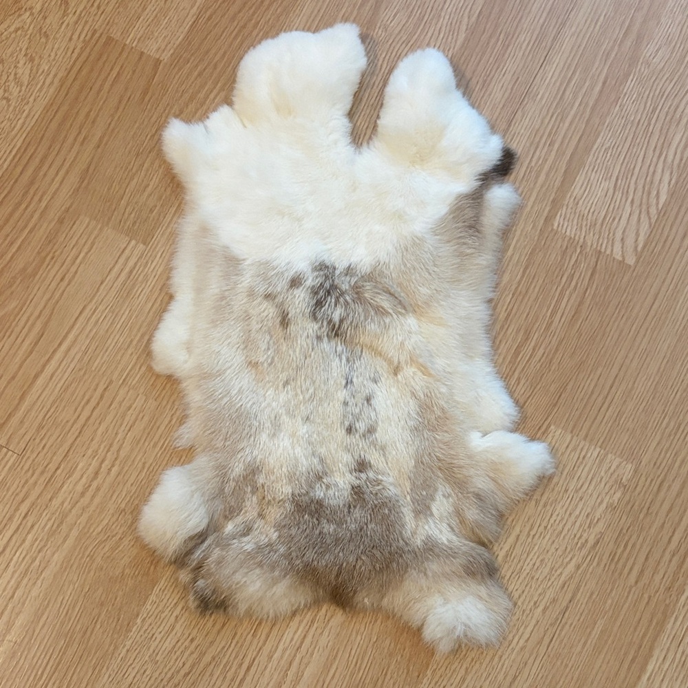 #0112 Genuine Soft Rabbit Fur Pelt - Natural Tanned Craft Supply Hide